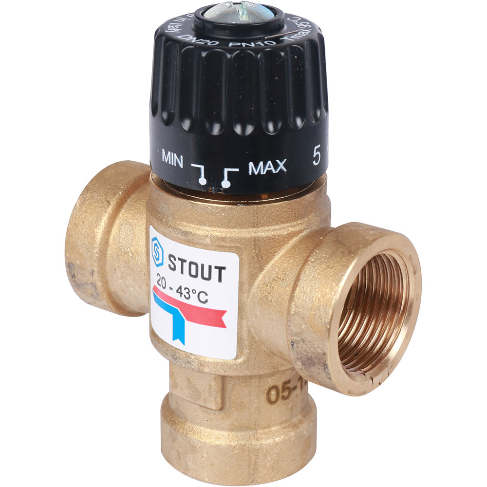 SVM-0125-186520 STOUT Термостатический смесительный клапан для систем отопления и ГВС 3/4" НР 30-65°